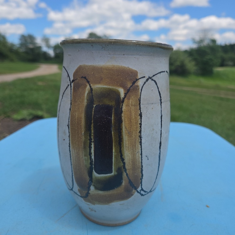 Deco Era Geometric Abstract Design Art Pottery Vase Artist Signed